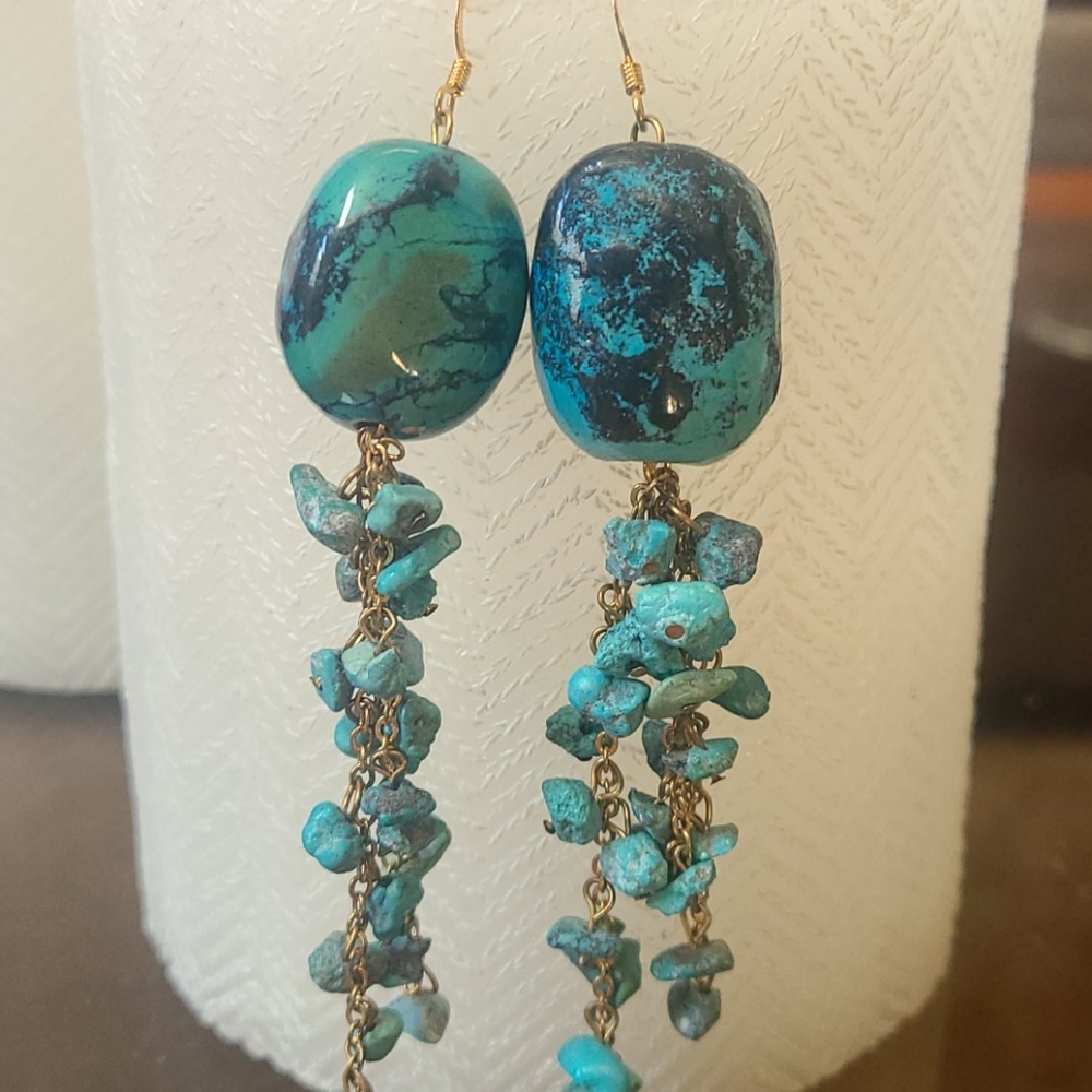 Turquoise colored earrings